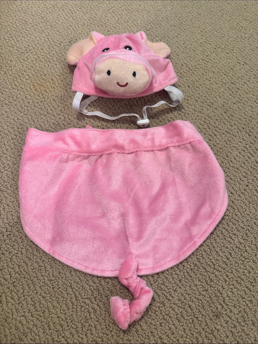 Plush Pink Pig Costume Cape and Hat for Dogs - Cute Pet Dress-Up - M/L